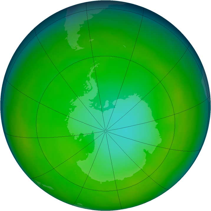 Antarctic ozone map for June 1980